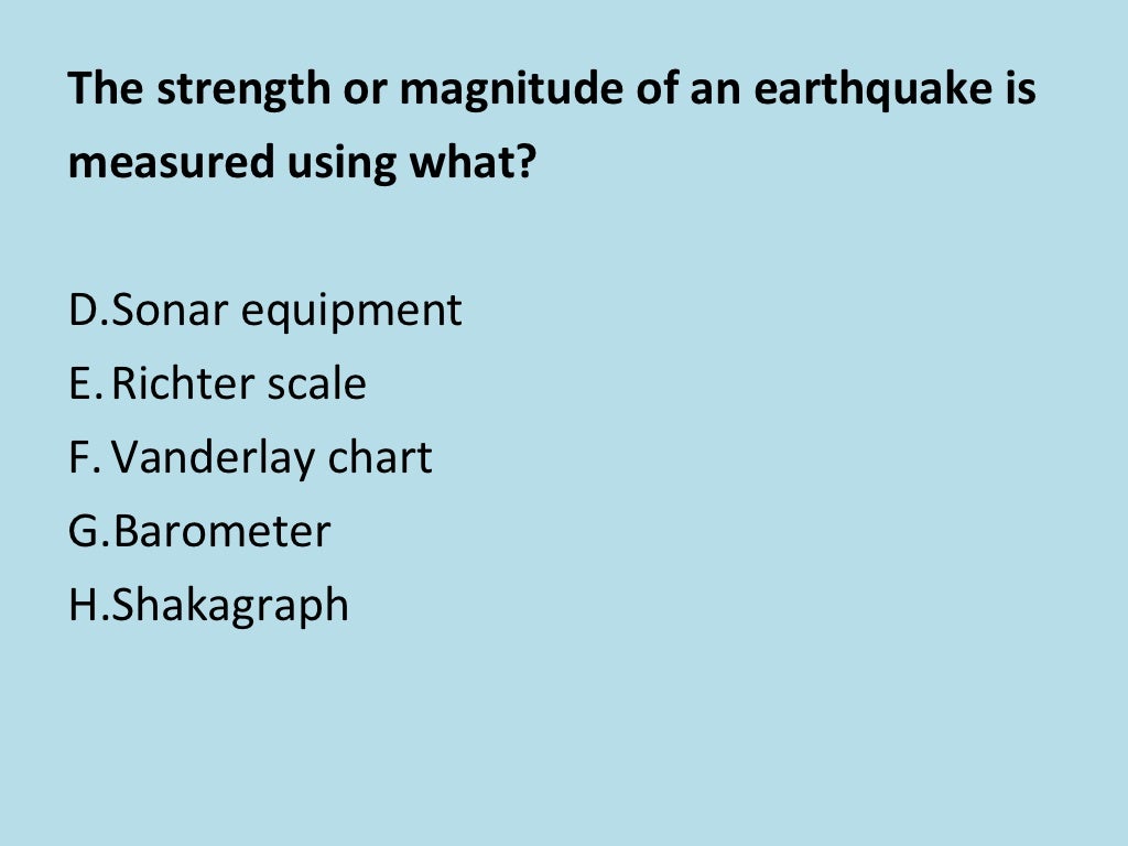 Earthquakes An interactive quiz