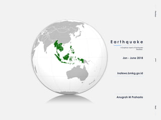 PreviousNext
!1
E a r t h q u a k e
A Graphical report of Earthquake
Database.
Jan - June 2018
inatews.bmkg.go.id
Anugrah M Prahasta
 