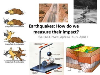 Earthquakes: How do we measure their impact? 8SCIENCE: Wed. April 6/Thurs. April 7 