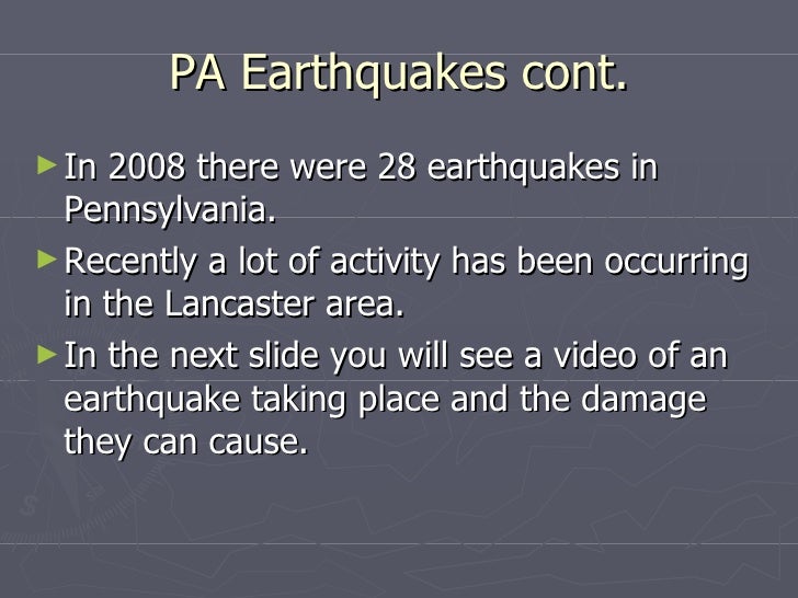 Earthquakes In Pennsylvania