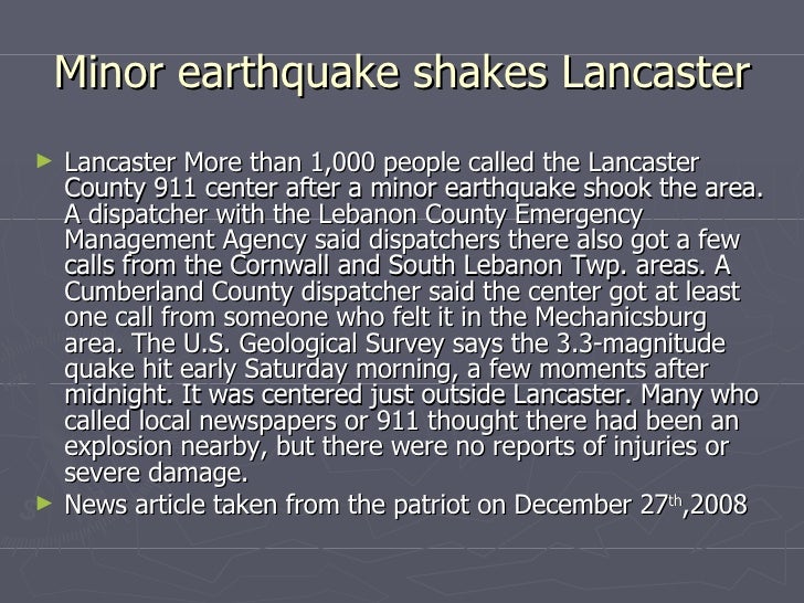 Earthquakes In Pennsylvania