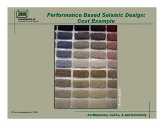 Performance Based Seismic Design:
                                        Cost Example




                                                             Murphy (2005)
© Dunn Associates Inc, 2008
                                           Earthquakes, Codes, & Sustainability
 