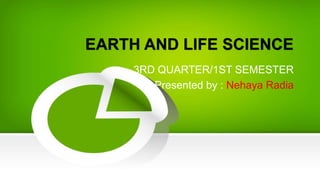 EARTH AND LIFE SCIENCE
3RD QUARTER/1ST SEMESTER
Presented by : Nehaya Radia
 