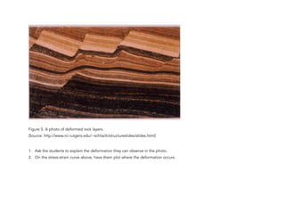 Figure 5. A photo of deformed rock layers.
(Source: http://www.rci.rutgers.edu/~schlisch/structureslides/slides.html)
1. Ask the students to explain the deformation they can observe in the photo.
2. On the stress-strain curve above, have them plot where the deformation occurs.
280
 