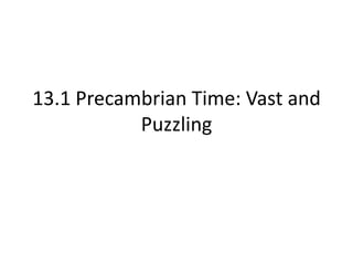 13.1 Precambrian Time: Vast and
           Puzzling
 