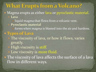 Earth Science 6.1 : Volcanic Eruptions | PPTX