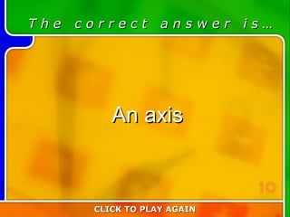 5:10 Answer T h e  c o r r e c t  a n s w e r  i s … An axis CLICK TO PLAY AGAIN 10 