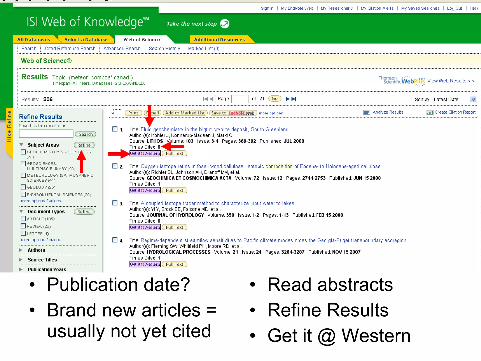 Publication date? Brand new articles = usually not yet cited Read abstracts Refine Results Get it @ Western 