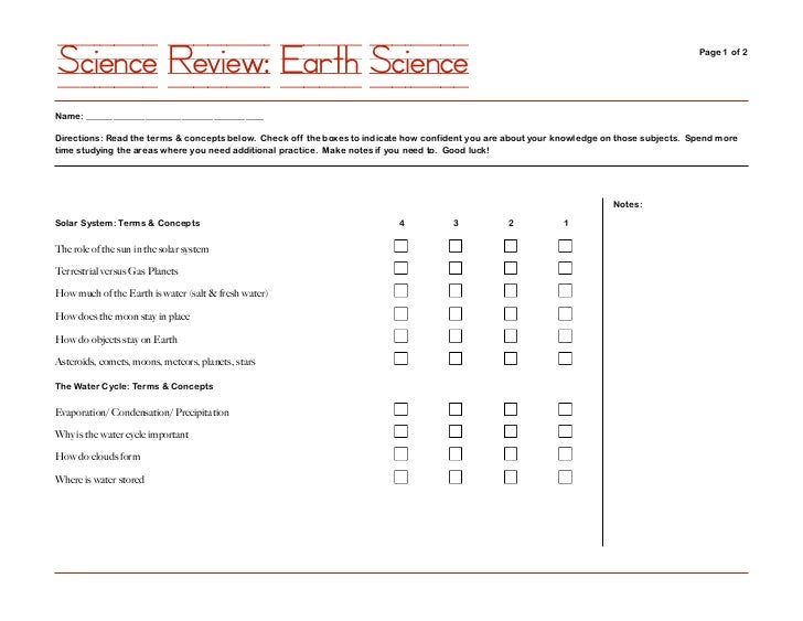 earth sciences review sheet earth science review sheet