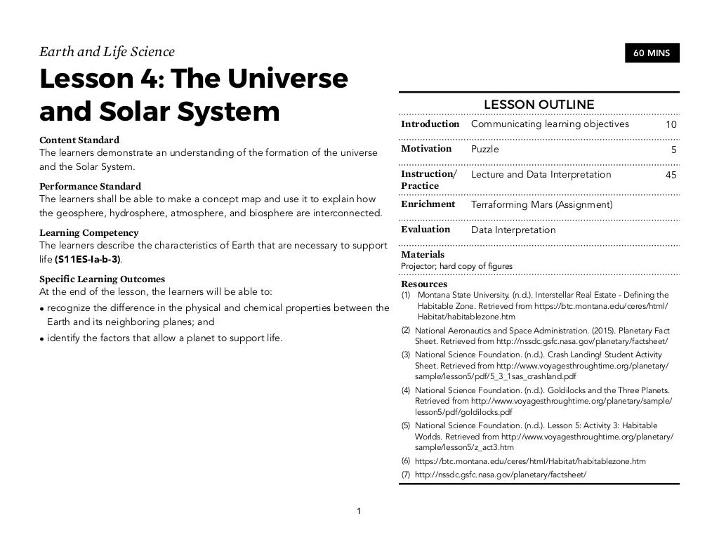 EARTH SCIENCE TEACHING GUIDE