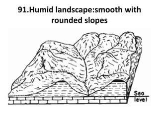 91.Humid landscape:smooth with
rounded slopes
 