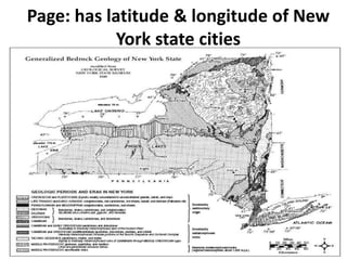 Page: has latitude & longitude of New
York state cities
 