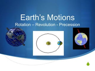 S
Earth’s Motions
Rotation – Revolution - Precession
 
