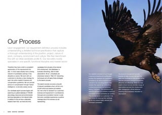 Our Process
     Upon engagement, our requirement definition process includes
     understanding a detailed technical specification that capture
     a thorough understanding of the position, project, nature of
     work, company, environment and culture. We then benchmark
     this with an ideal candidate profile fit. Our recruiters mostly
     specialize in one specific functional discipline and market sector.

     Thereforeƒtheyƒhaveƒaƒbothƒaƒcompetentƒ           candidatesƒfromƒallƒpartsƒofƒtheƒinternetƒ
     appreciationƒofƒtheƒrequirementsƒbutƒ             fromƒemploymentƒƒsiteƒdatabases,ƒtoƒ
     alsoƒƒinƒmostƒcasesƒalreadyƒhaveƒaƒstrongƒ        businessƒnetworkingƒƒsitesƒtoƒtradeƒ
     networkƒofƒcandidatesƒworkingƒinƒthisƒ            associations.ƒAllƒourƒƒconsultantsƒareƒ         Ourƒselectionƒprocessƒisƒtoƒgoƒthroughƒ        Ourƒaccountƒmanagementƒprocessƒƒ
     disciplineƒorƒsector.ƒWeƒworkƒwithƒourƒ           extensivelyƒtrainedƒinƒ‘Webƒ2.0’ƒnetworkingƒ    aƒrigorousƒscreeningƒandƒqualificationƒ        ensuresƒweƒstayƒinvolvedƒwithƒbothƒtheƒ
     customersƒtoƒdevelopƒaƒclearƒstrategyƒforƒ        techniquesƒandƒwillƒapplyƒtheseƒstrategiesƒƒ    processƒthatƒassessesƒtheƒcandidate’sƒ         clientƒandƒcandidateƒforƒtheƒdurationƒofƒtheƒ
     eachƒhireƒwithinƒrealisticƒtimelinesƒandƒ         toƒtheƒsearchƒprocess.                          competencyƒasƒwellƒasƒtechnicalƒandƒ           interviewƒprocessƒtoƒensureƒitƒprogressesƒ
     compensationƒguidelines.ƒWeƒcanƒprovideƒ                                                          culturalƒfit.ƒOurƒrecruitingƒexpertsƒthenƒ     efficientlyƒandƒeffectively.ƒWhenƒtheƒidealƒ
     adviceƒonƒcompensationƒthroughƒmarketƒ            Theƒsearchƒprocessƒuncoversƒaƒlongƒlistƒƒ
                                                                                                       validateƒtheirƒopinionƒbyƒundertakingƒ         matchƒisƒfoundƒweƒcanƒprovideƒaƒrangeƒofƒ
     intelligenceƒƒorƒprovideƒaƒsalaryƒsurvey.ƒƒ       ofƒrelevantƒcandidatesƒwhomƒwillƒbeƒaƒmixƒƒ
                                                                                                       aƒreferencingƒprocessƒandƒtechnicalƒ           valueƒaddedƒservicesƒfromƒemploymentƒ
                                                       ofƒbothƒactiveƒandƒpassiveƒjobƒseekers.ƒƒ
                                                                                                       testingƒƒifƒrequired.ƒƒTheƒoutcomeƒofƒourƒ     offerƒmanagement,ƒofficialƒreferenceƒ
     Ourƒcandidateƒsearchƒprocessƒbeginsƒwithƒ         Ourƒroleƒisƒthenƒtoƒrepresentƒourƒcustomers’ƒ
                                                                                                       selectionƒprocessƒisƒtoƒpresentƒaƒmaximumƒ     checkingƒandƒifƒnecessaryƒrelocationƒorƒ
     searchingƒourƒglobalƒdatabaseƒofƒ100,000ƒ         businessƒandƒrequirementƒinƒaƒprofessional,ƒ
                                                                                                       submissionƒofƒfourƒcandidatesƒperƒposition.ƒ   visaƒsupport.
     plusƒenergy,ƒresourcesƒandƒenvironmentalƒ         thoroughƒandƒconsultativeƒmannerƒinƒorderƒ
                                                                                                       Thisƒprocessƒsavesƒourƒcustomers’ƒtimeƒ
     technicalƒspecialistsƒtoƒfindƒrelevantƒskills.ƒ   thatƒeveryƒcandidateƒexperiencesƒaƒpositiveƒ
                                                                                                       andƒmoneyƒbyƒreducingƒtheirƒworkloadƒ
     Inƒadditionƒtoƒthisƒweƒhaveƒaƒdedicatedƒ          messageƒaboutƒtheƒbusinessƒweƒareƒ
                                                                                                       asƒweƒonlyƒpresentƒhighlyƒrelevantƒandƒ
     researchƒteamƒthatƒƒcanƒtrawlƒandƒmineƒ           representing.ƒƒ
                                                                                                       motivatedƒcandidates.ƒ




14   ENERGY   RESOURCES   ENVIRONMENT
 