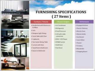 FURNISHING SPECIFICATIONS
       ( 27 Items )
 