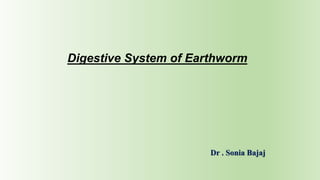 Digestive System of Earthworm
Dr . Sonia Bajaj
 