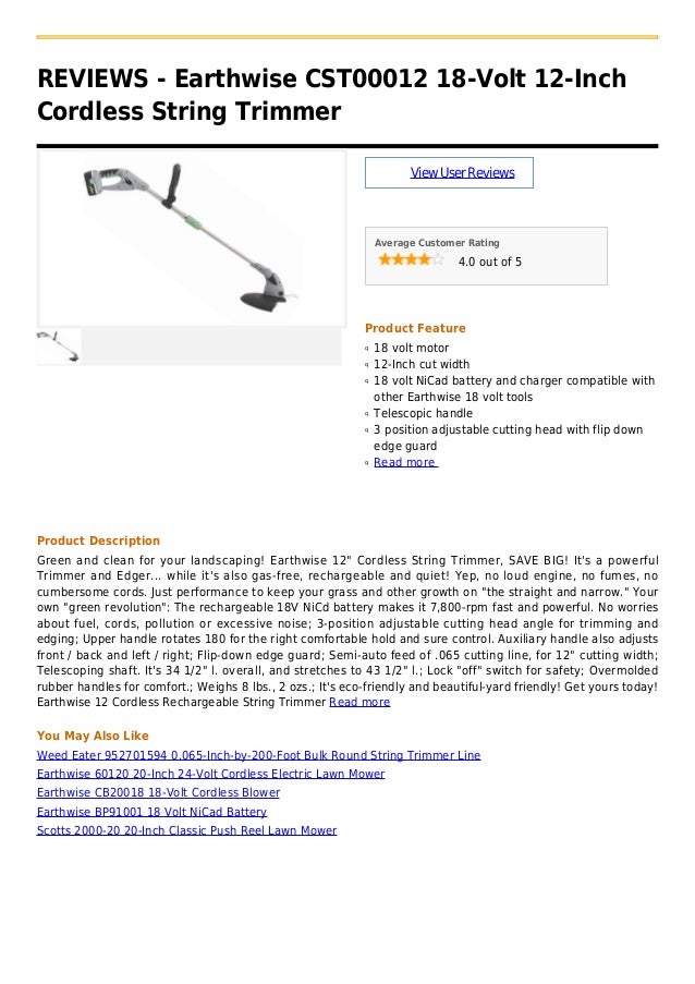 earthwise weed eater battery