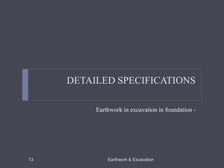 Example Earthwork Specifications Earthwork and excavation | PPTX