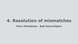 4. Resolution of mismatches
Minor Mismatches - Bulk Reconciliation
 