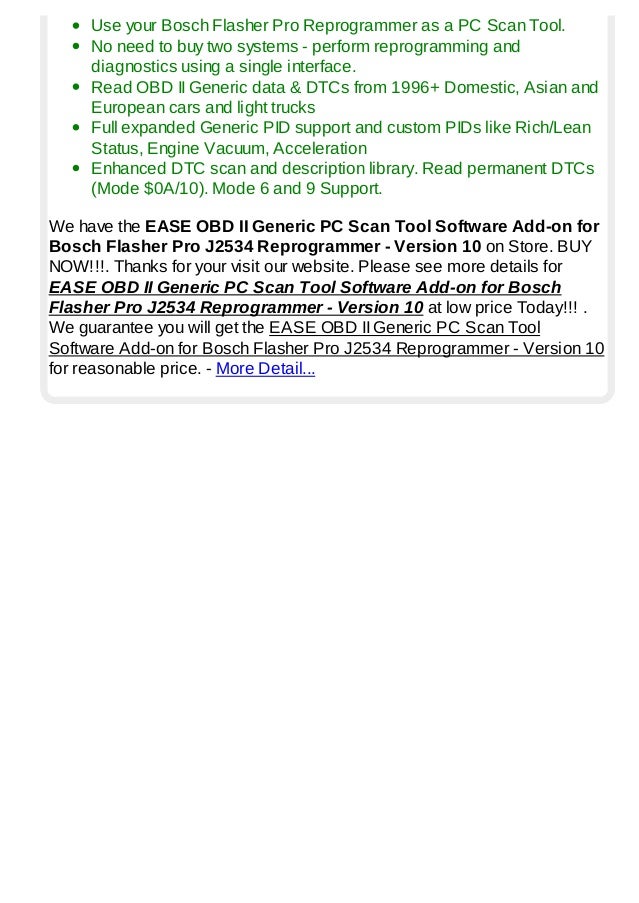 Ease Obd Ii Generic Pc Scan Tool Software Add On For Bosch Flasher Pr