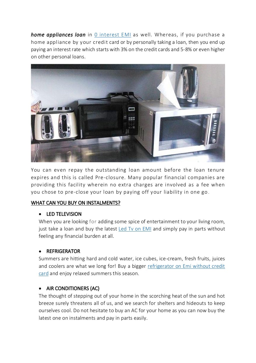 Ease of taking Home appliances on instalment by Home Credit