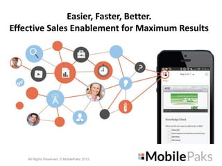 Easier, Faster, Better.
Effective Sales Enablement for Maximum Results
Easier, Faster, Better. Effective Sales Enablement
for Maximum Results

All Rights Reserved. © MobilePaks 2013.

 