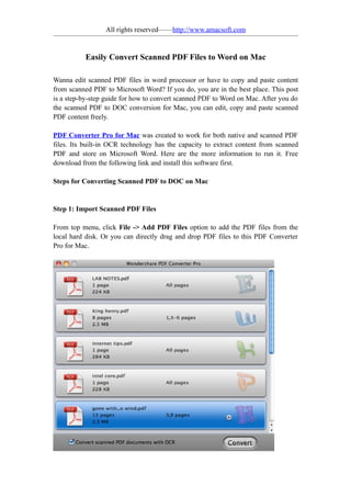 Easily convert scanned pdf files to word on mac
