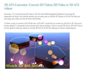 Easily create sbs 3 d avi files with 2d videos