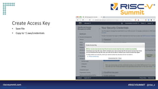 Information Classification: General
Create Access Key
• Save file
• Copy to ~/.aws/credentials
 