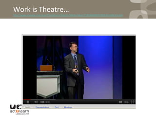 Work	
  is	
  Theatre…	
  
h^p://www.youtube.com/user/PineGilmore?blend=23&ob=5#p/c/CEE696649B302BE8/6/qLBjCqLJnLM	
  	
  
 