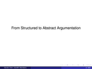 From Structured to Abstract Argumentation
Cerutti, Oren (Cardiff, Aberdeen) 2 / 203
 