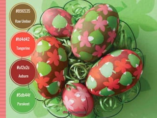 Raw Umber, Tangerine, Auburn, Parakeet