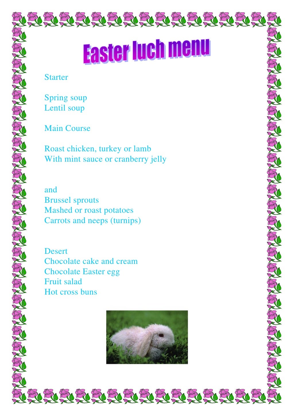 Easter Lunch Menus from Scotland