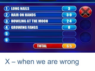 X – when we are wrong
 
