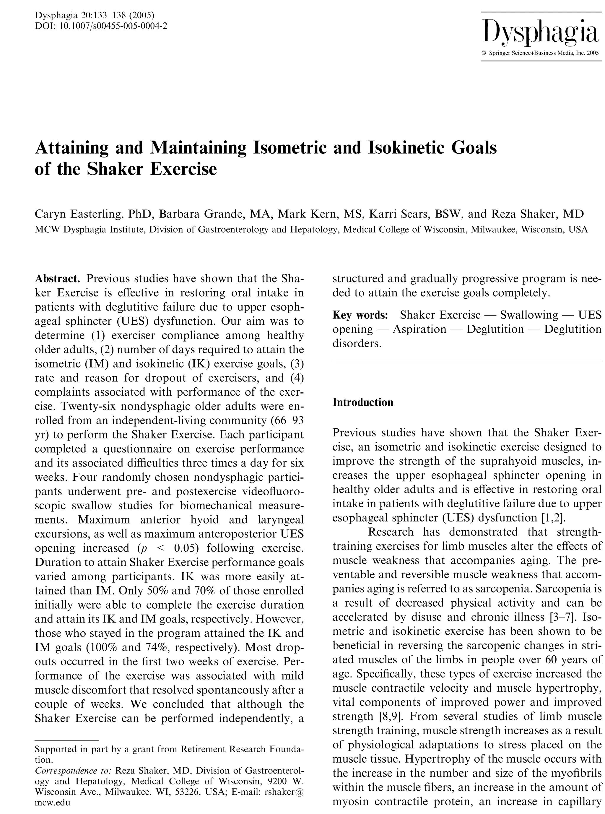 Shaker exercise and dysphagia PDF