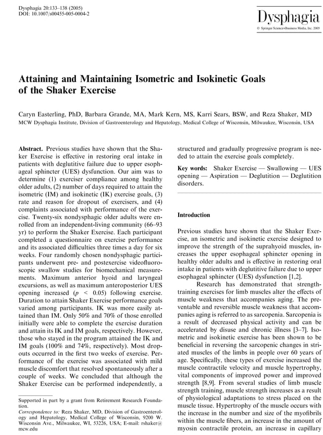 Shaker exercise and dysphagia PDF