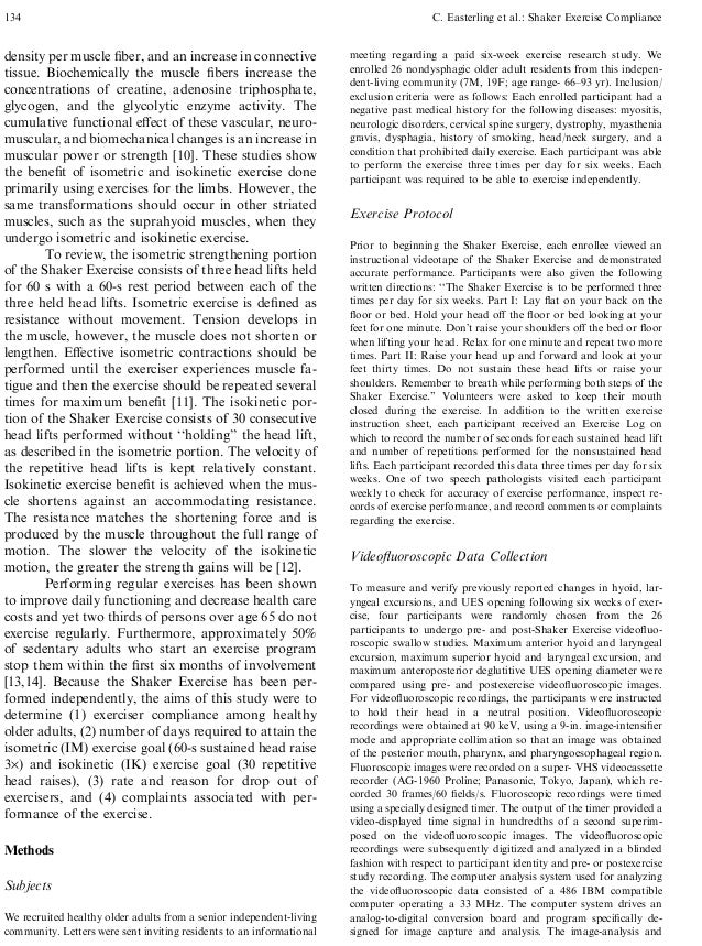 Shaker exercise and dysphagia