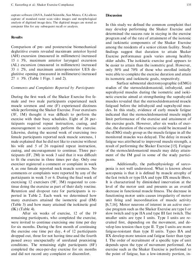 Shaker exercise and dysphagia