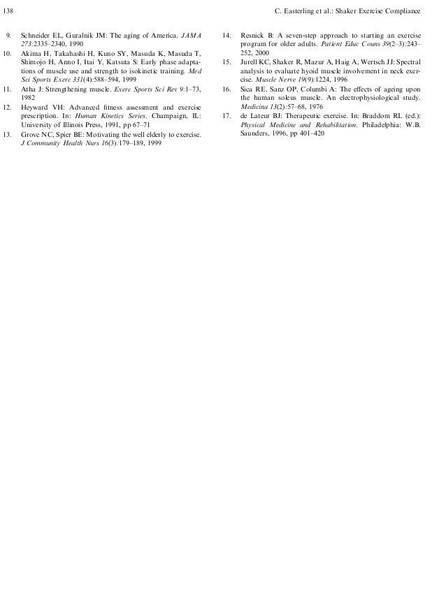 Shaker exercise and dysphagia