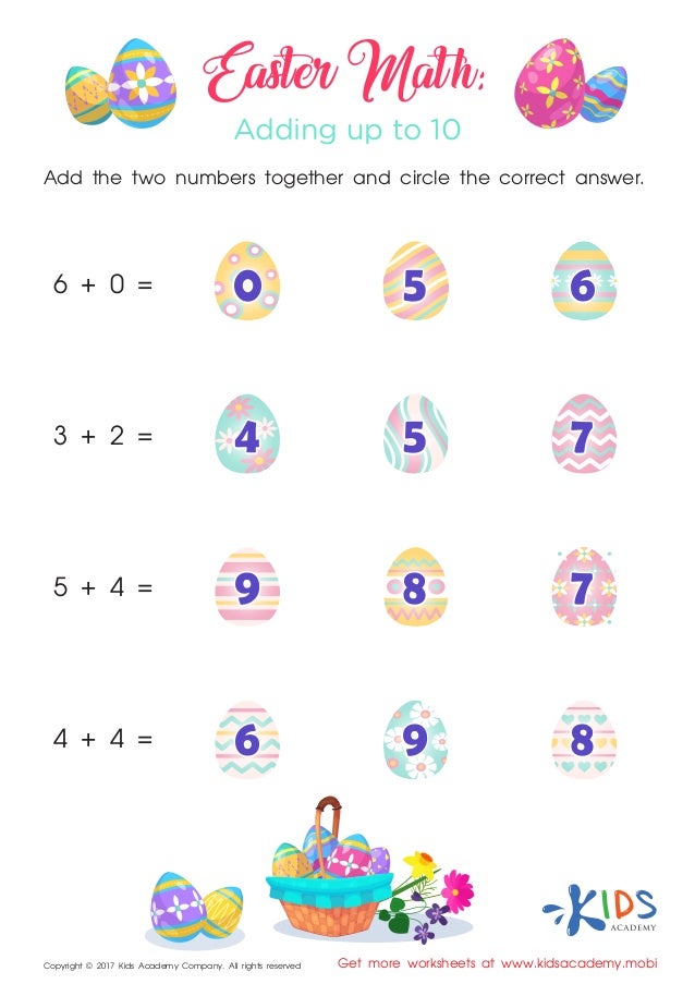 easter math kindergarten math worksheets