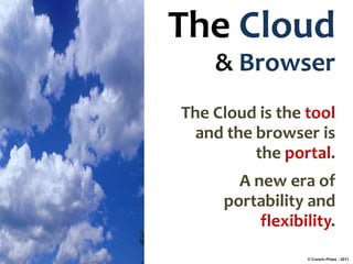 The Cloud
& Browser
The Cloud is the tool
and the browser is
the portal.
A new era of
portability and
flexibility.
© Corwin Press - 2011
 