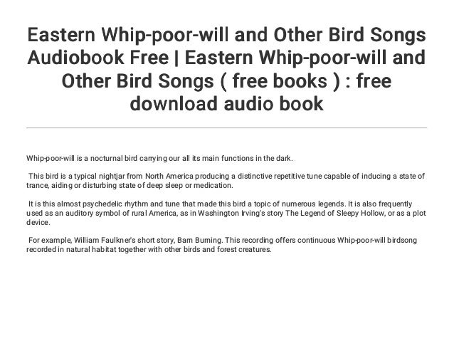 Eastern Whip Poor Will And Other Bird Songs Audiobook Free Eastern