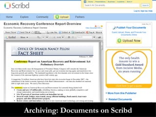 Archiving: Documents on Scribd 