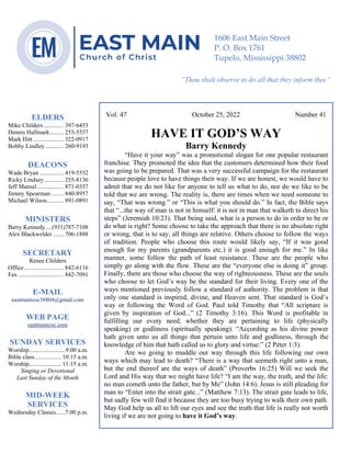 0………. 4
--article continued from page 1—
Vol. 47 October 25, 2022 Number 41
HAVE IT GOD’S WAY
Barry Kennedy
“Have it your ...