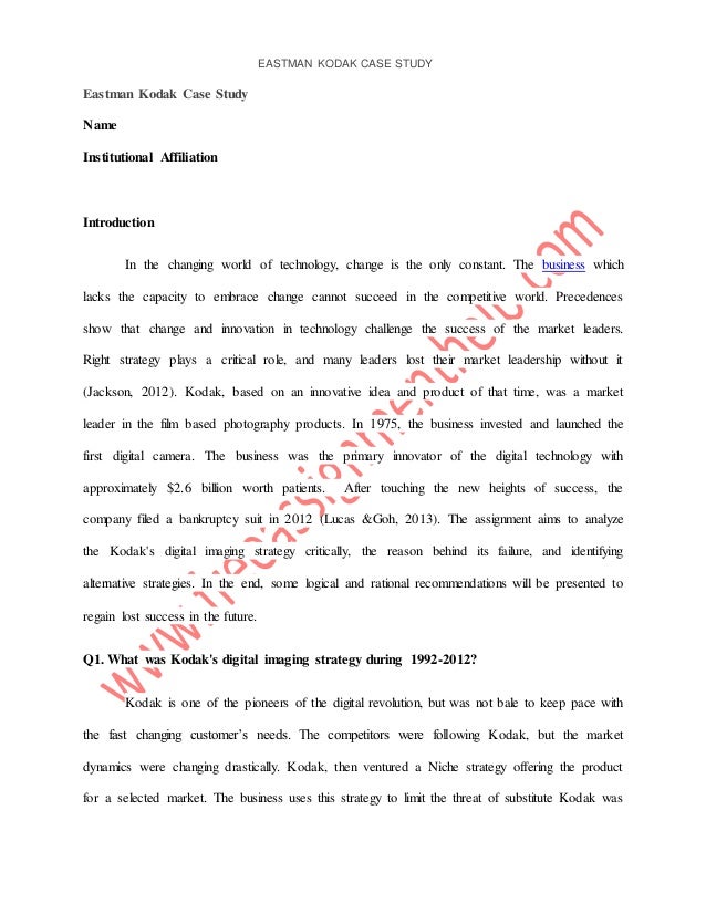 Completing a case study kodak