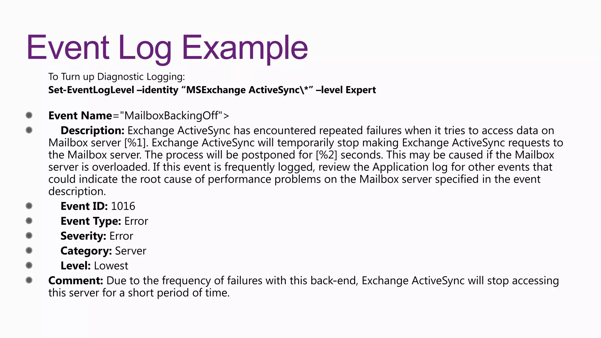 Event Log Example
 