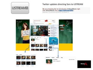 Twitter updates directing fans to USTREAM
 