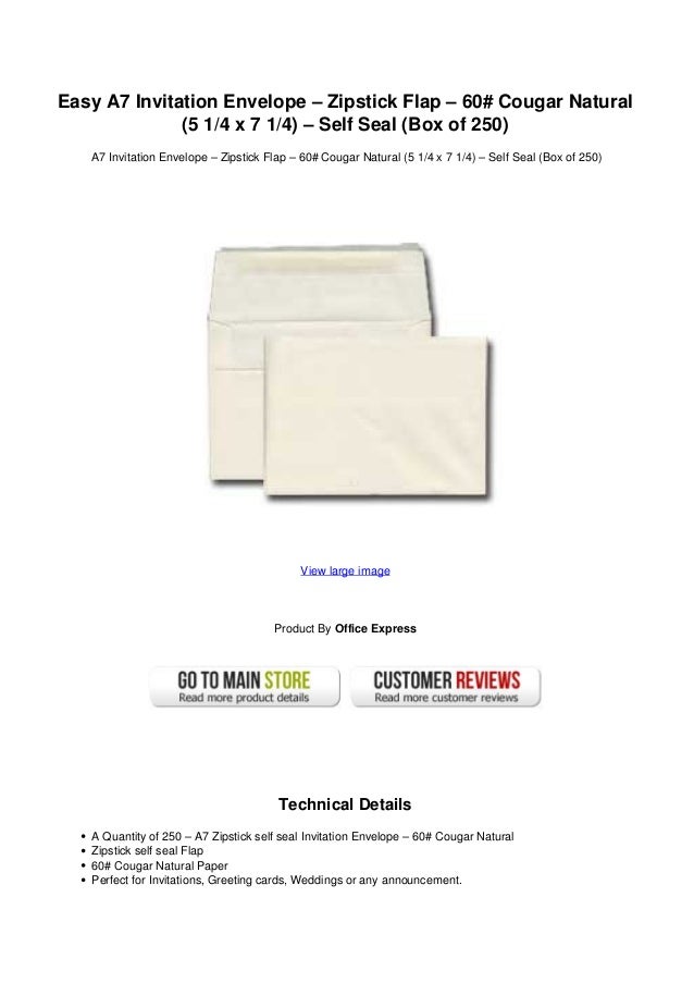 easy a7 invitation envelope zipstick flap 60 cougar natural 5 14