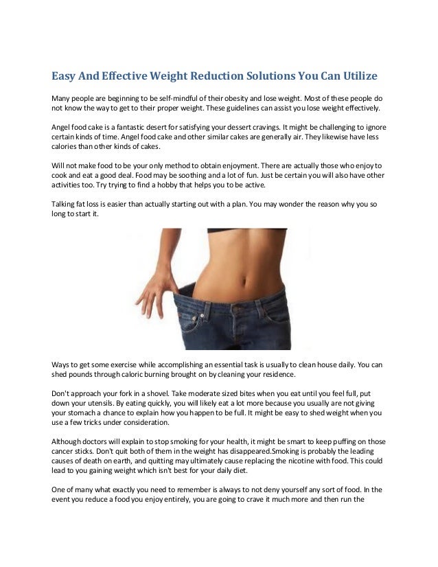 Easy and effective weight reduction solutions you can utilize