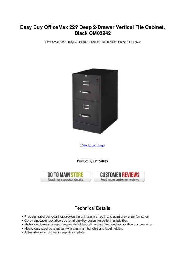 Easy buy office max 22 deep 2 drawer vertical file black om03942